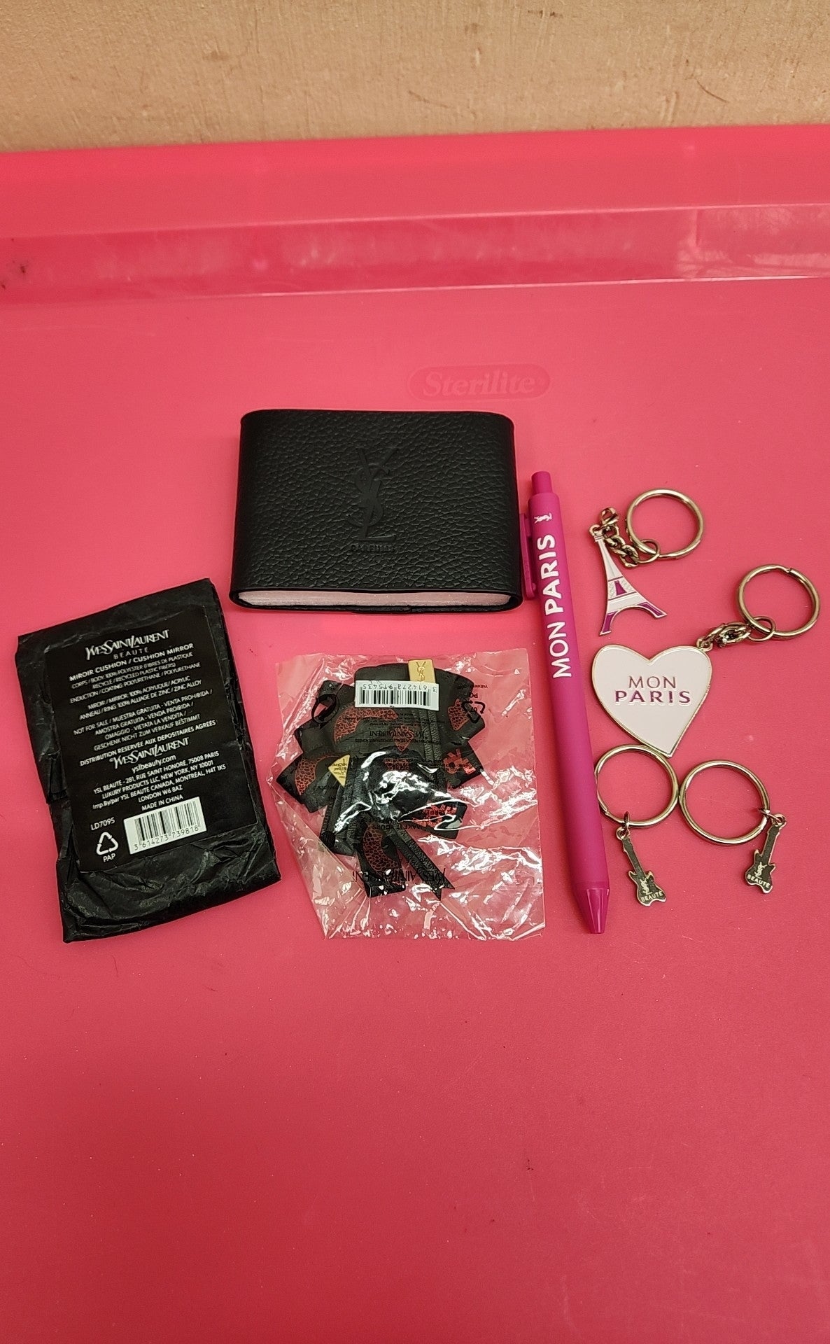 YSL Gift Bag-Pen, Perfume Sleeve, Mirror, 4PCS Keychain, Bows Yves Saint Laurent