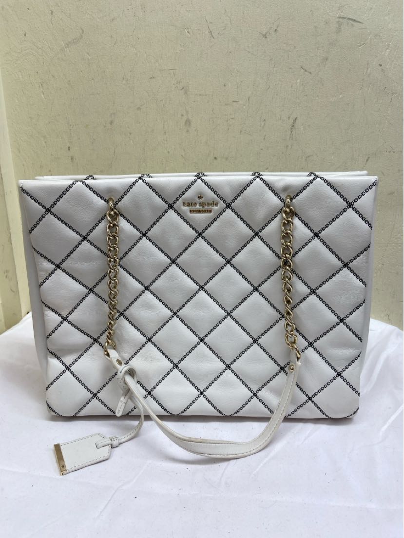 Kate Spade White Quilted Leather Tote Bag
