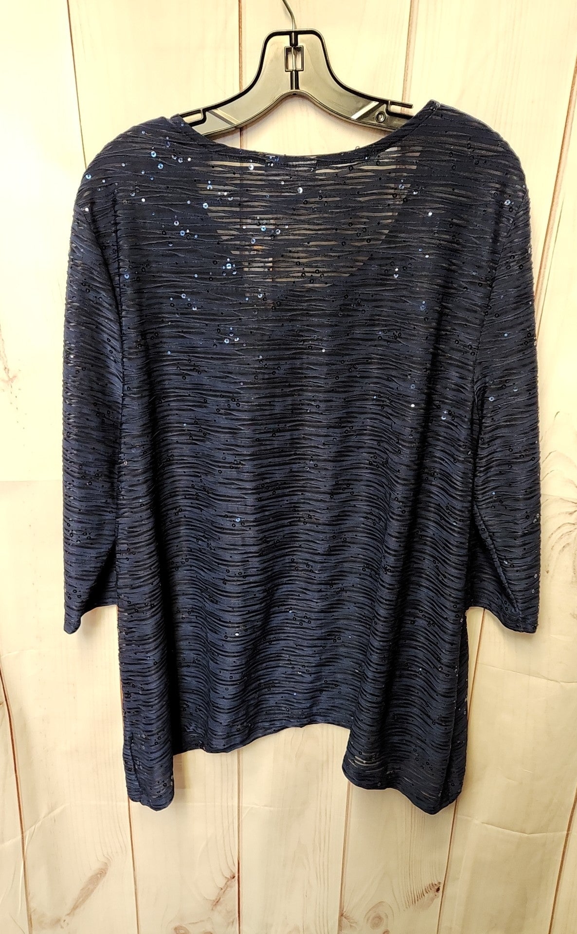 JM Collection Women's Size XL Navy 3/4 Sleeve Top