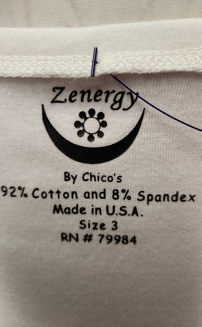 Zenergy - Chico's Women's Size 3= US XL White 3/4 Sleeve Top