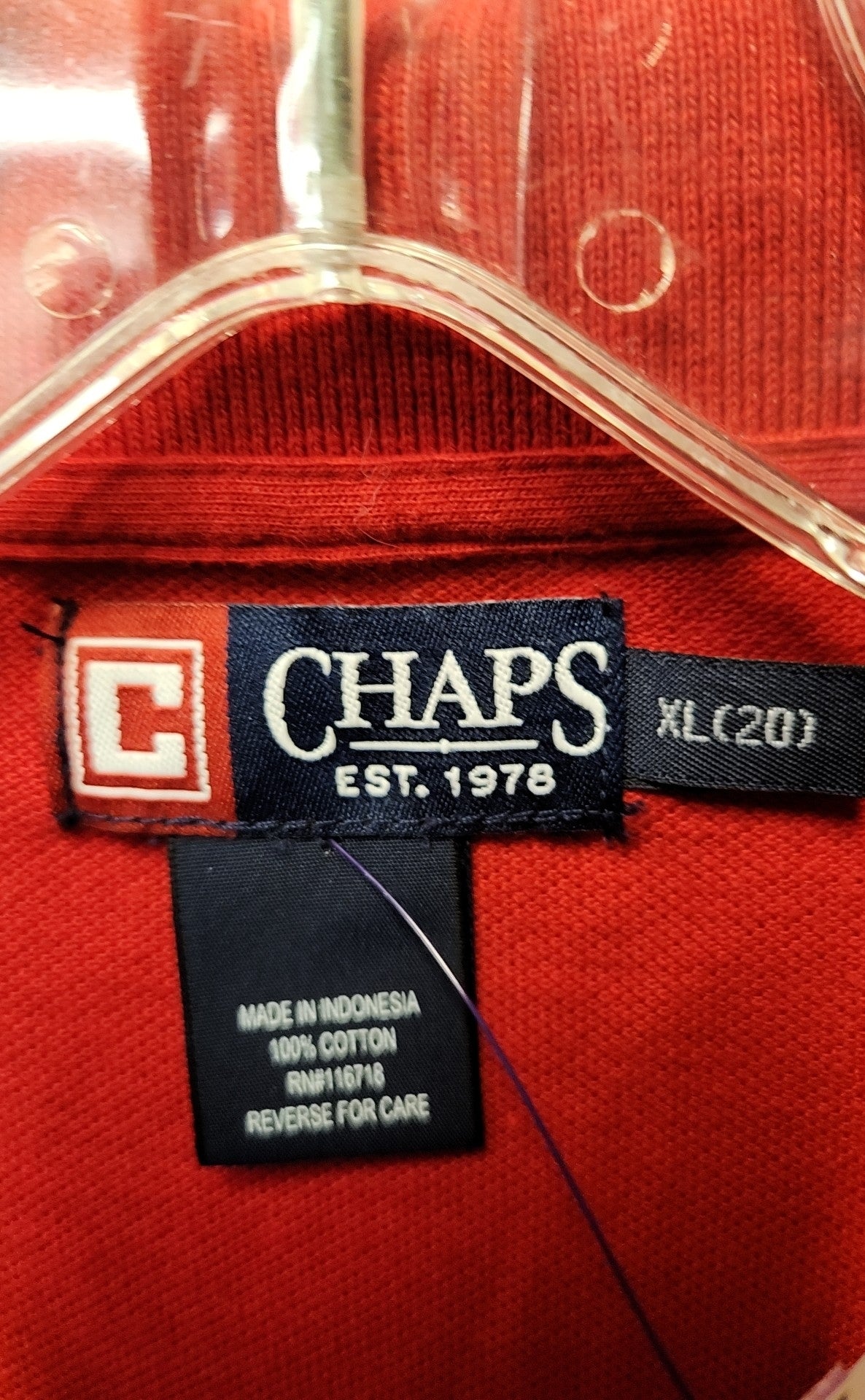 NWT Chaps Boy's Size 20 Red Shirt