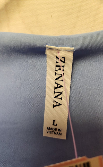Zenana Women's Size L Light Blue Short Sleeve Top