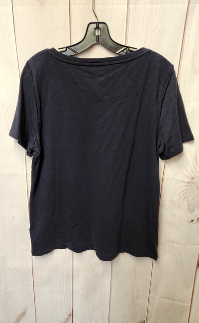Talbots Women's Size L Navy Floral Short Sleeve Top