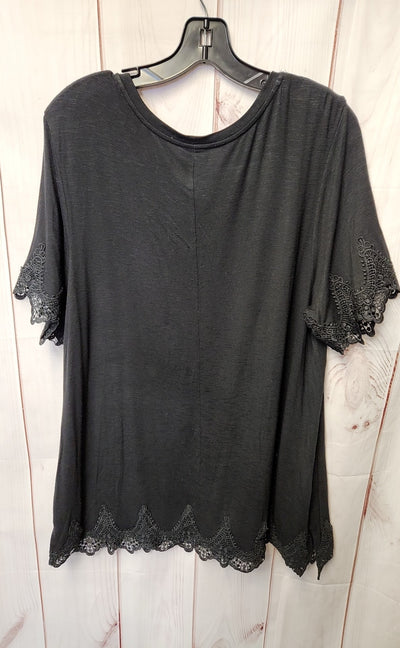 Ava & Viv Women's Size 1X Black Short Sleeve Top