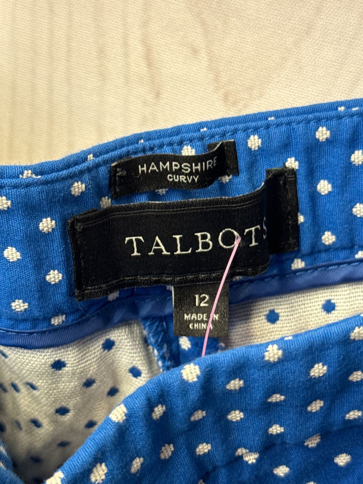 Talbots Women's Size 12 Blue Polka Dot Pants