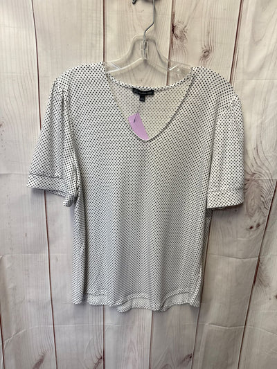 Adrianna Papell Women's Size L White & Black Short Sleeve Top