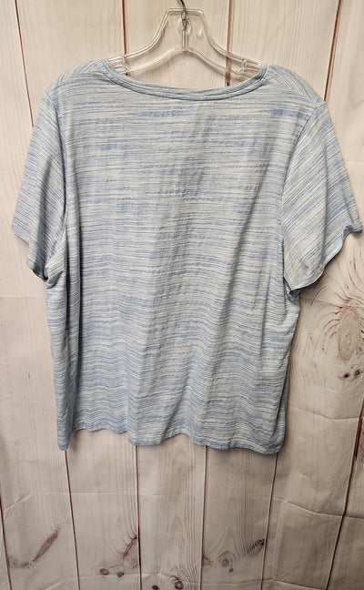 Croft & Barrow Women's Size 1X Blue Short Sleeve Top