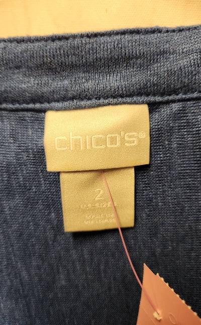 Chico's Women's Size 2 = US L Blue Short Sleeve Top