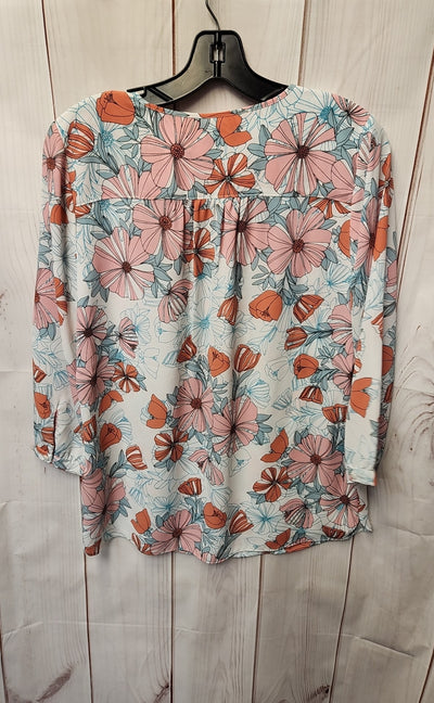 NYDJ Women's Size XS White & Pink Floral 3/4 Sleeve Top