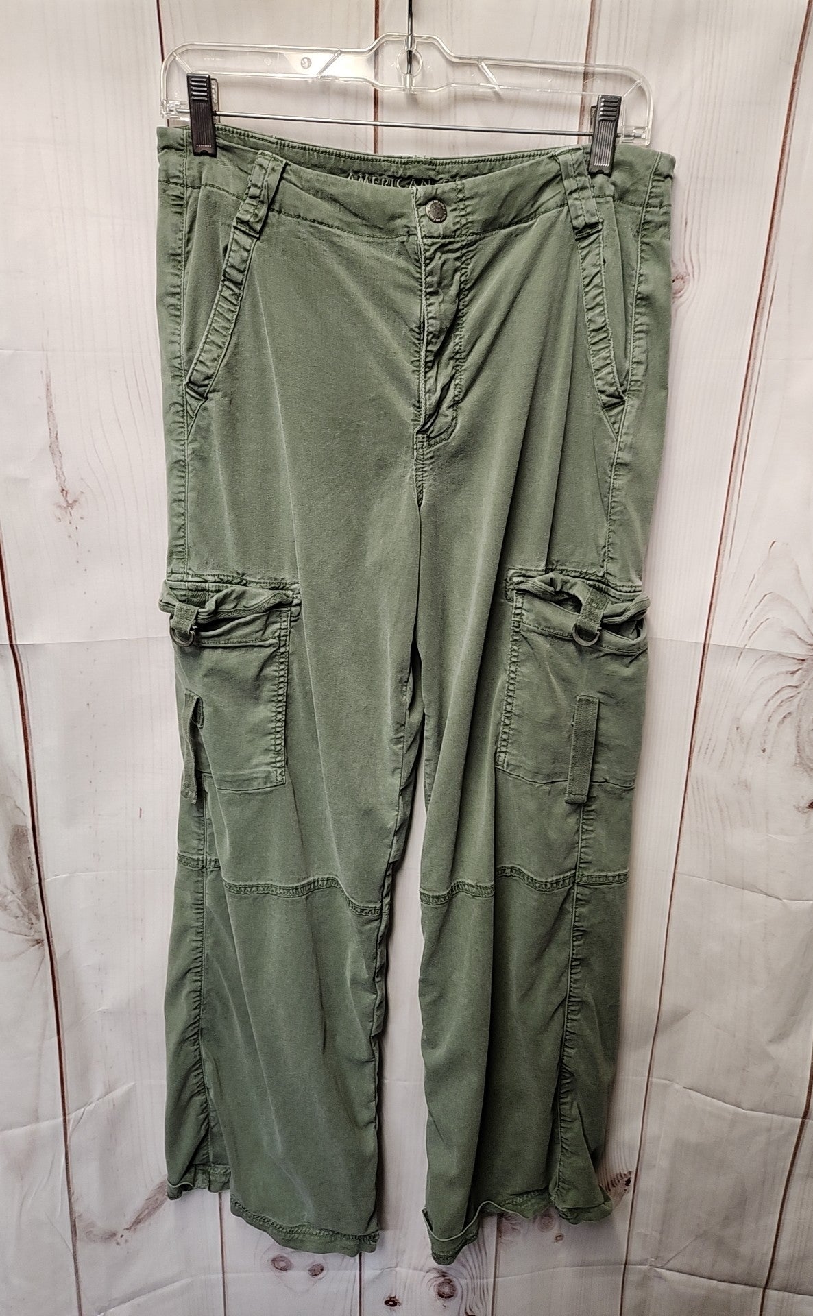 American Eagle Women's Size 8 Green Pants Super High Rise Baggy Wide Leg