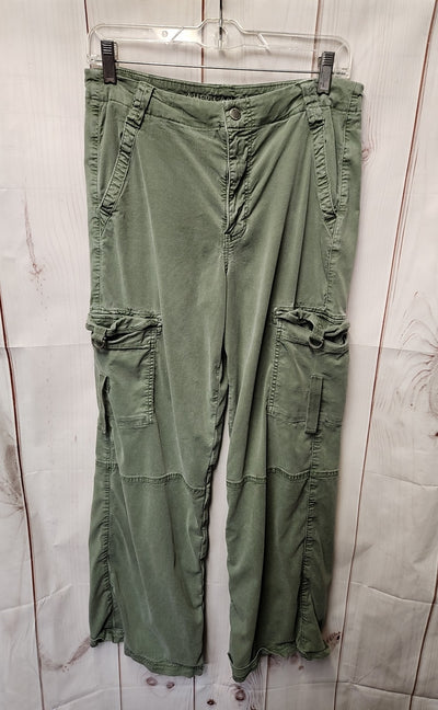 American Eagle Women's Size 8 Green Pants Super High Rise Baggy Wide Leg