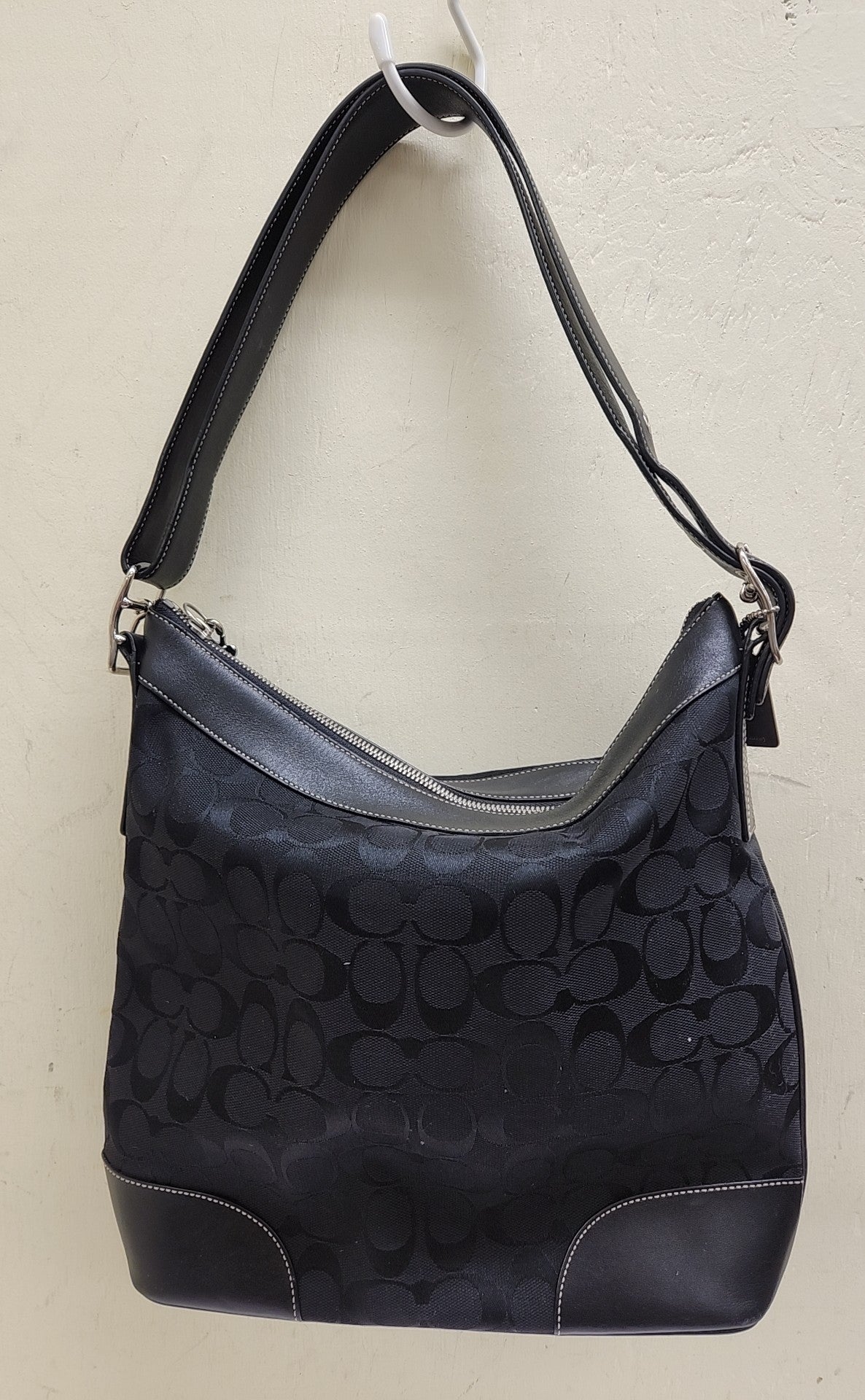 Coach 6346 Black Sig. Logo Canvas Purse Bag