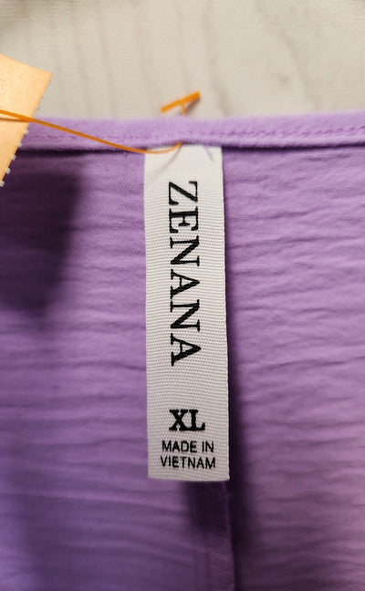 Zenana Women's Size XL Lavender Short Sleeve Top