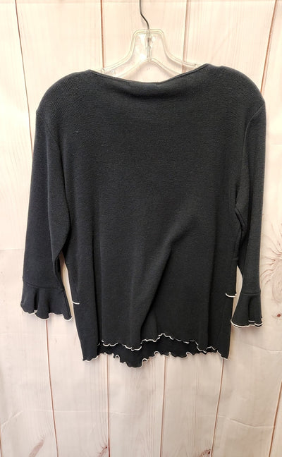 Chalet Women's Size M Black 3/4 Sleeve Top
