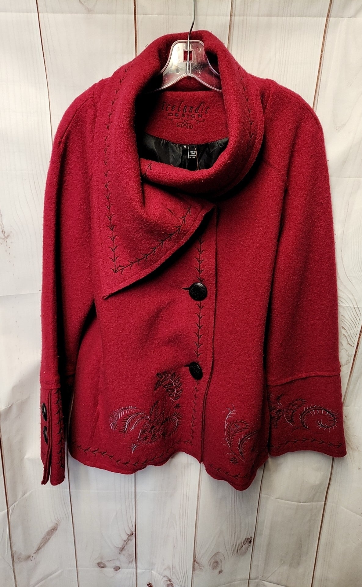 Icelandic Design Women's Size XL Red Wool Jacket