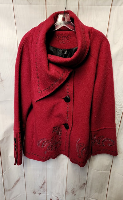 Icelandic Design Women's Size XL Red Wool Jacket