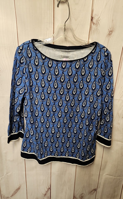 Talbots Women's Size L Petite Blue 3/4 Sleeve Top