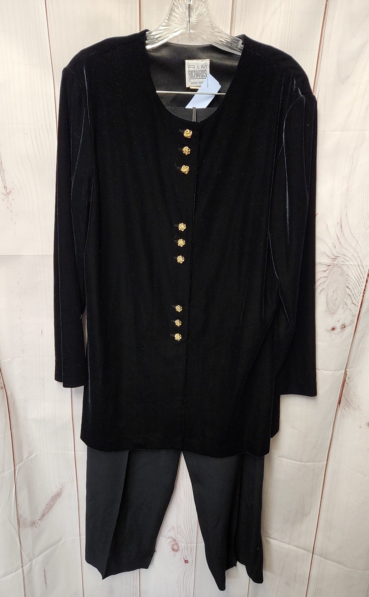 R&M Richards Women's Size 16 Black Velour Pants Set