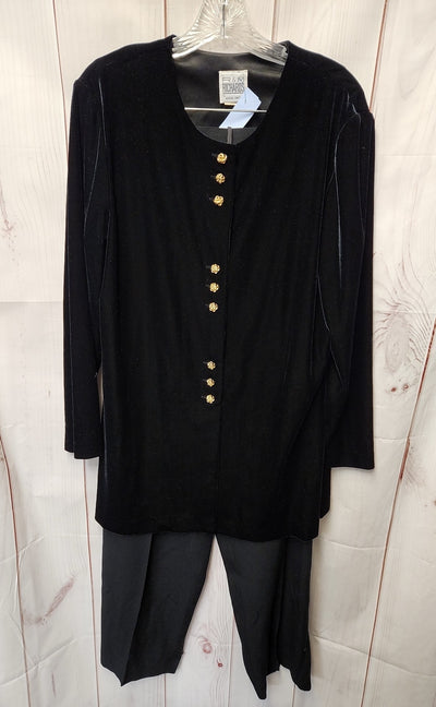 R&M Richards Women's Size 16 Black Velour Pants Set