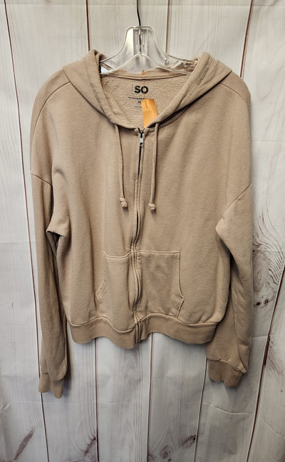 So Women's Size XL Tan Full Zip Hooded Sweatshirt