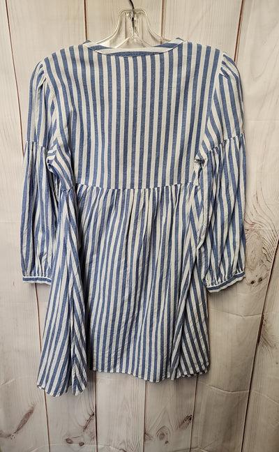 Zara Women's Size S White & Blue Dress