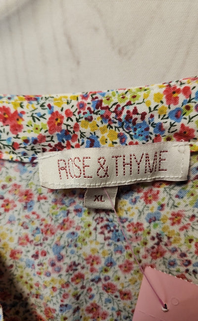 Rose & Thyme Women's Size XL Pink Floral 3/4 Sleeve Top