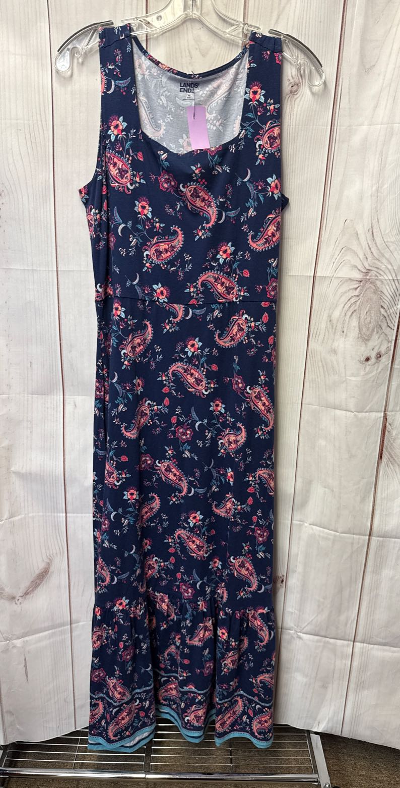 Lands End Women's Size M Navy Floral Dress