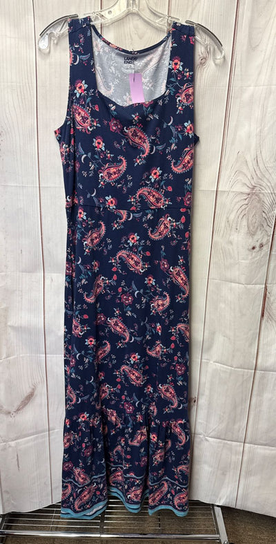 Lands End Women's Size M Navy Floral Dress