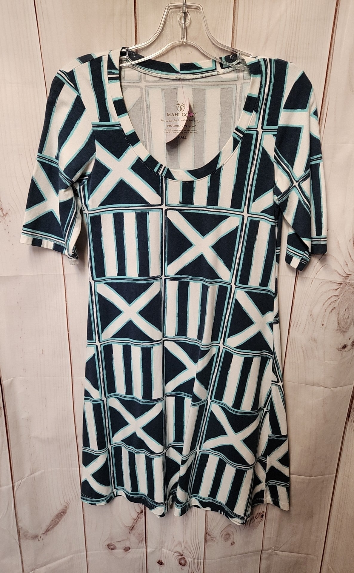 Mahi Gold Women's Size S Blue & White Dress