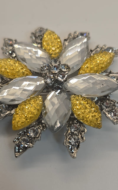 Rhinestone Flower Brooch Pin