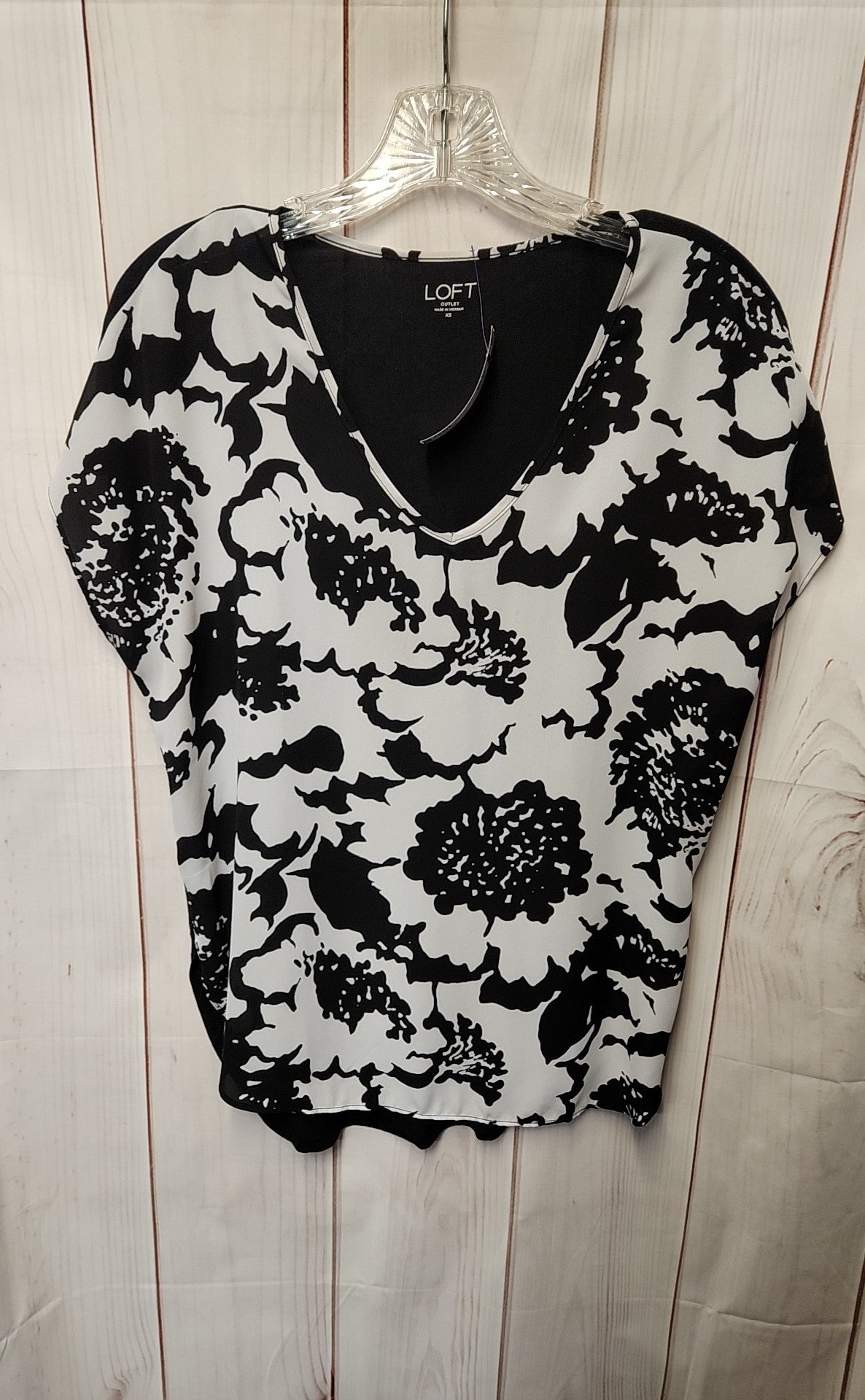 Loft Women's Size XS Black & White Short Sleeve Top