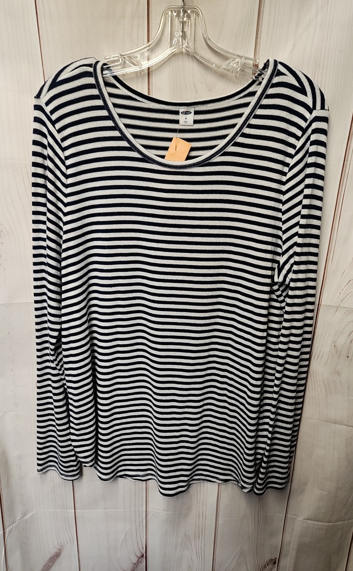 Old Navy Women's Size XL White & Blue Long Sleeve Top
