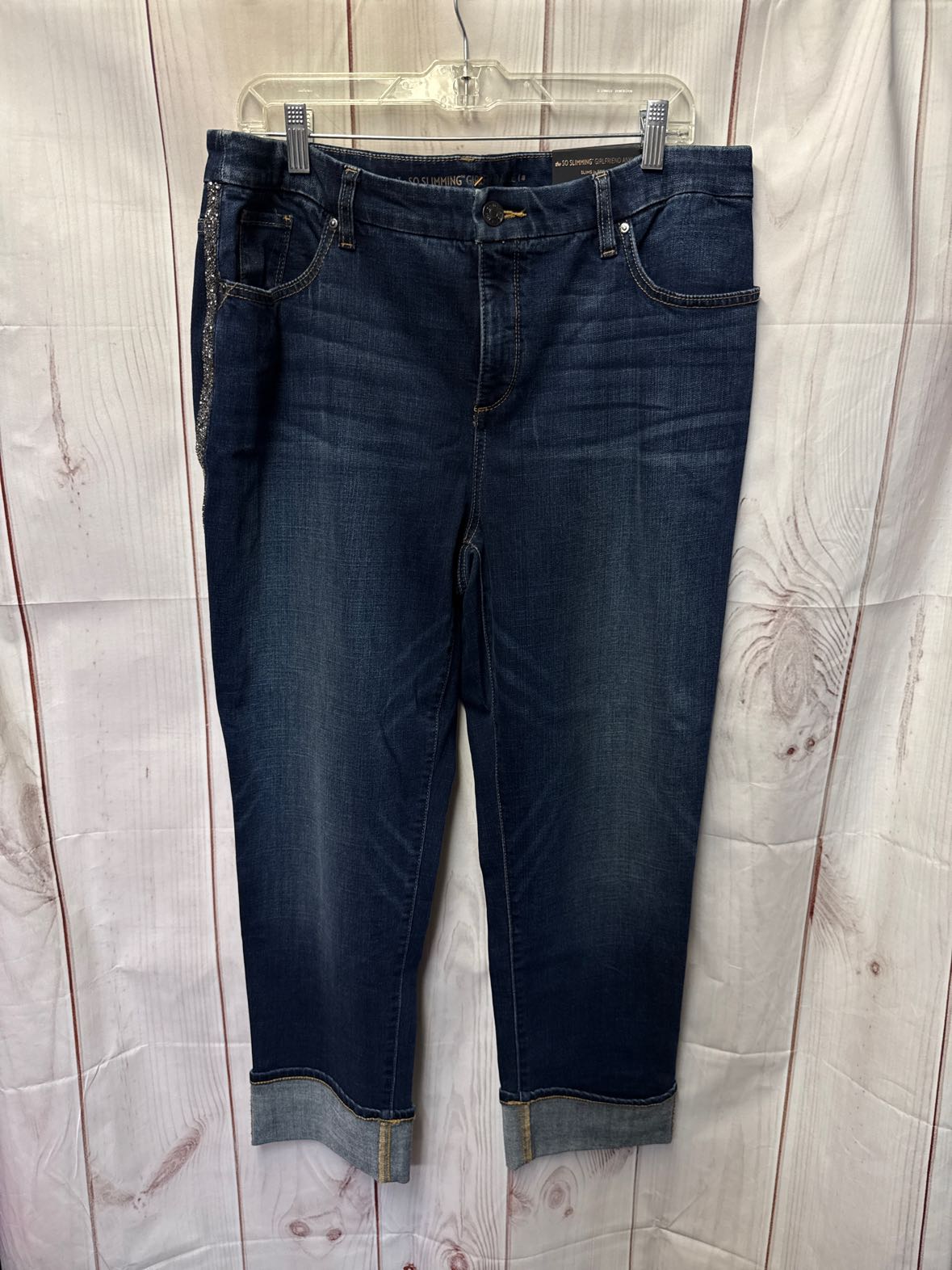 NWT Chico's Women's Size 3 = 16 Girlfriend Ankle Blue Jeans