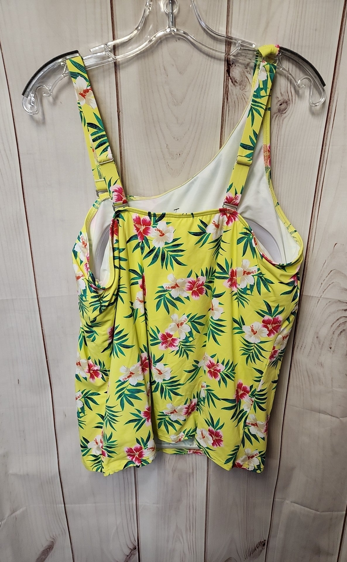 Lands End Women's Size 18 Yellow Floral Swim Top