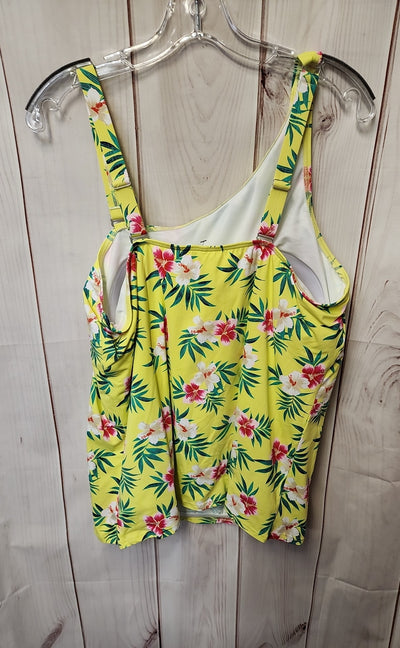 Lands End Women's Size 18 Yellow Floral Swim Top