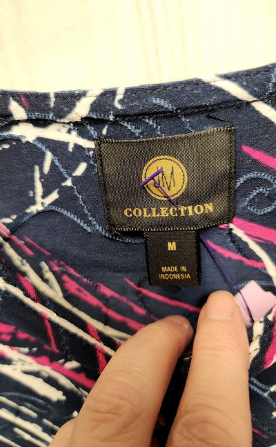 JM Collection Women's Size M Blue 3/4 Sleeve Top