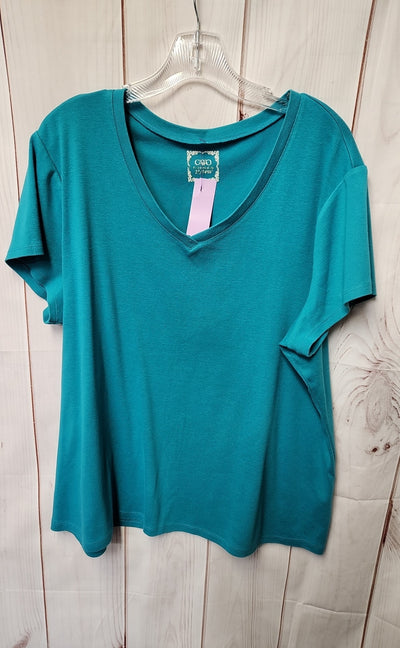 Cato Women's Size 22/24 Teal Short Sleeve Top