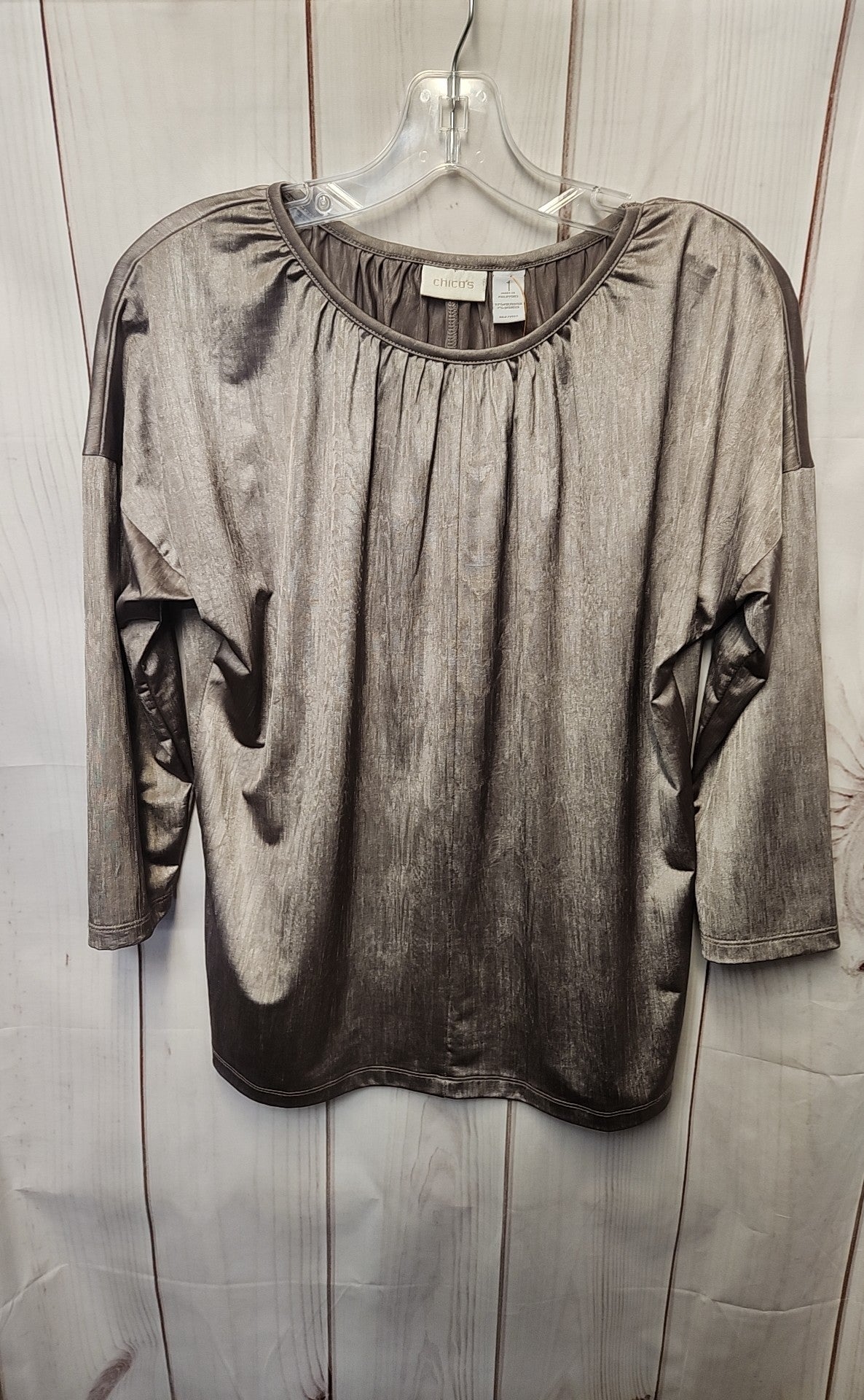 Chico's Women's Size 1 = US M Gold Long Sleeve Top