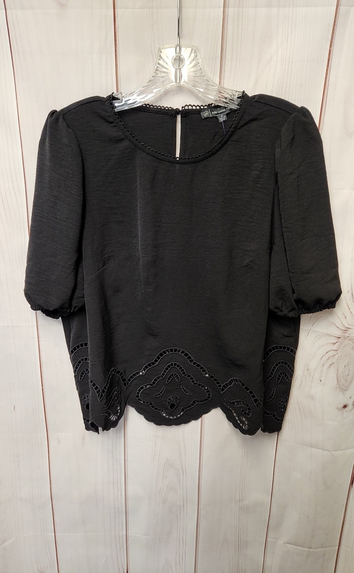 Adrianna Papell Women's Size M Black Short Sleeve Top