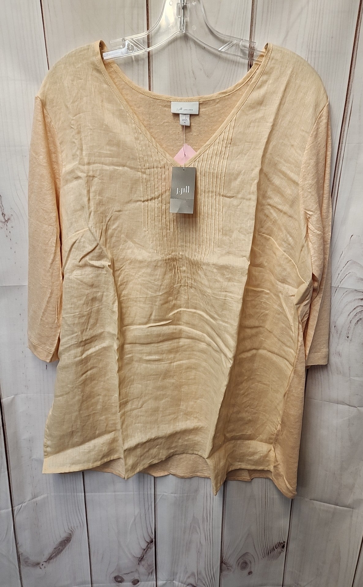 NWT J Jill Women's Size XL Peach Linen 3/4 Sleeve Top
