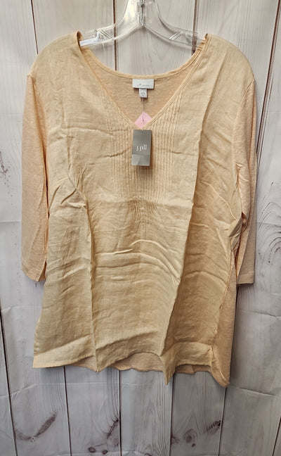 NWT J Jill Women's Size XL Peach Linen 3/4 Sleeve Top