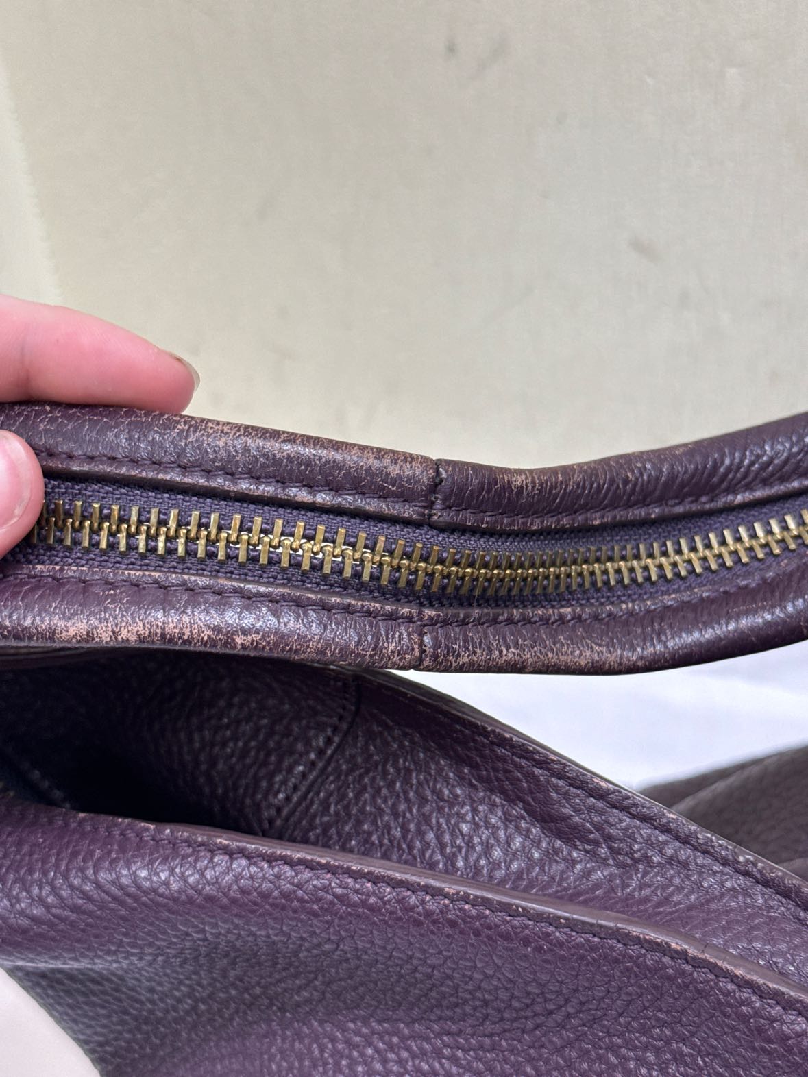 Pour la Victoire Purple Leather Hobo Shoulder Purse Bag AS IS - Wear