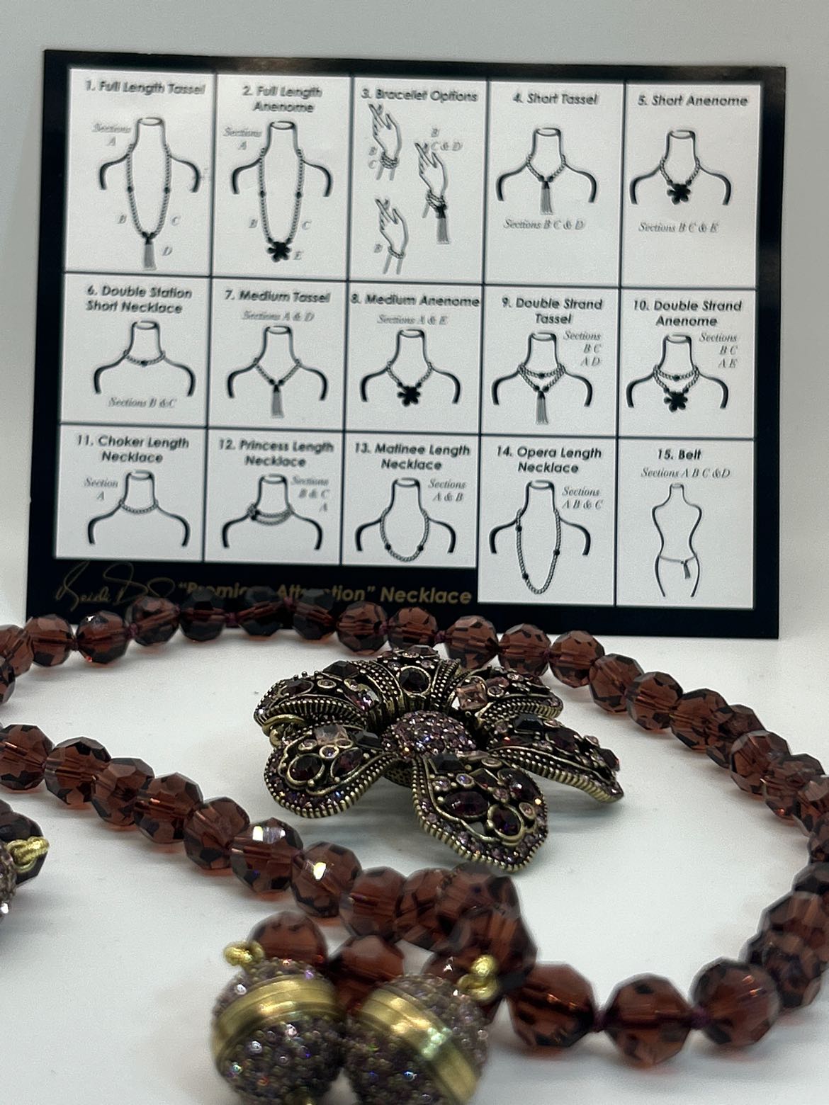 Heidi Daus Premier Attraction 5 Pc Flower Tassel Necklace Bracelet 15 Ways Wear