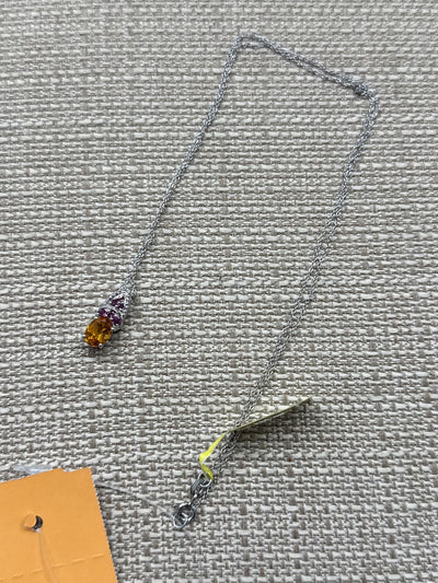 .925 Sterling Silver Yellow & Pink Stones Necklace