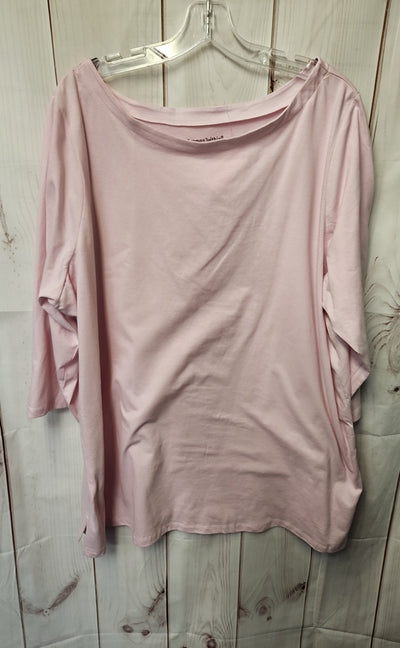 Woman Within Women's Size 2X Pink 3/4 Sleeve Top