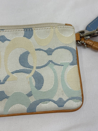 Coach Light Blue Wristlet AS IS - marks on front & back