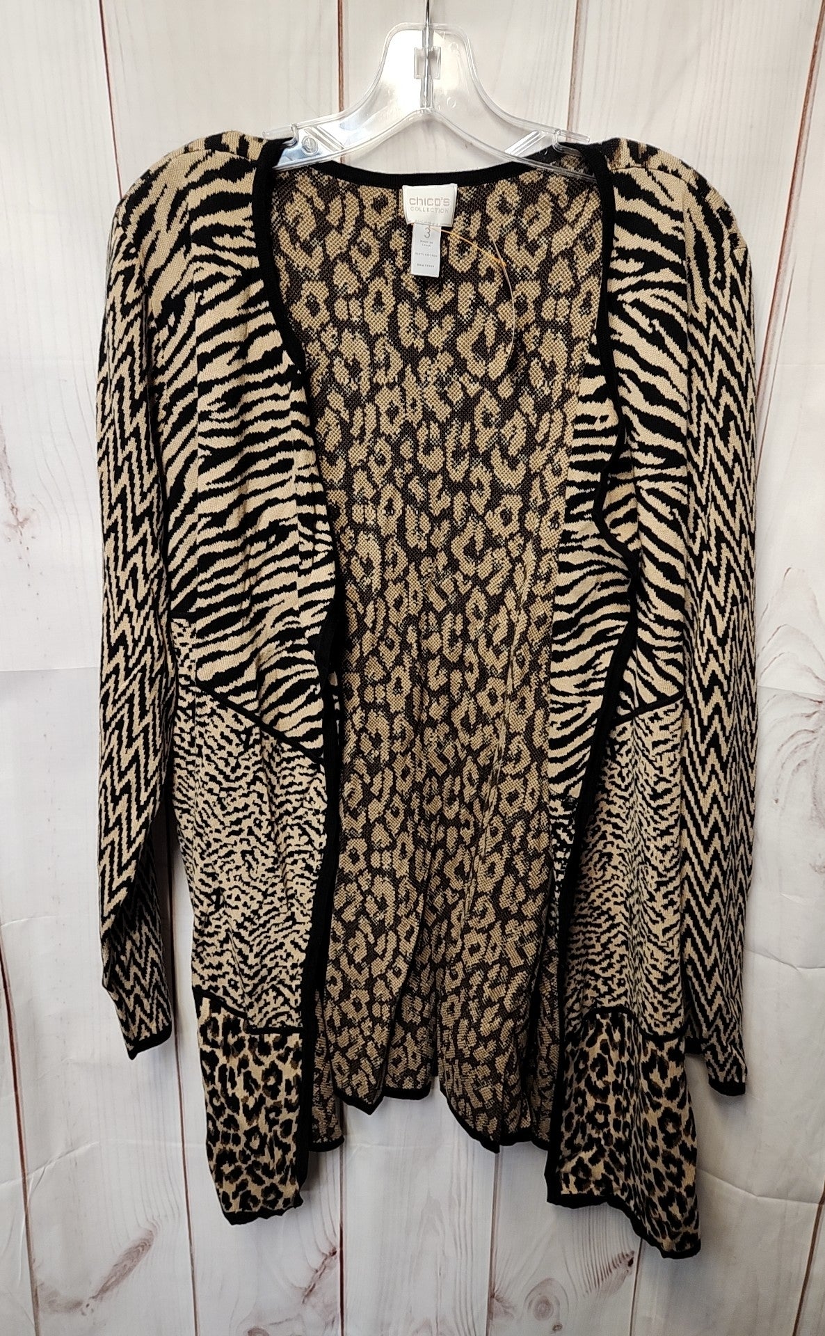 Chico's Women's Size 3 = US XL Brown Animal Print Cardigan