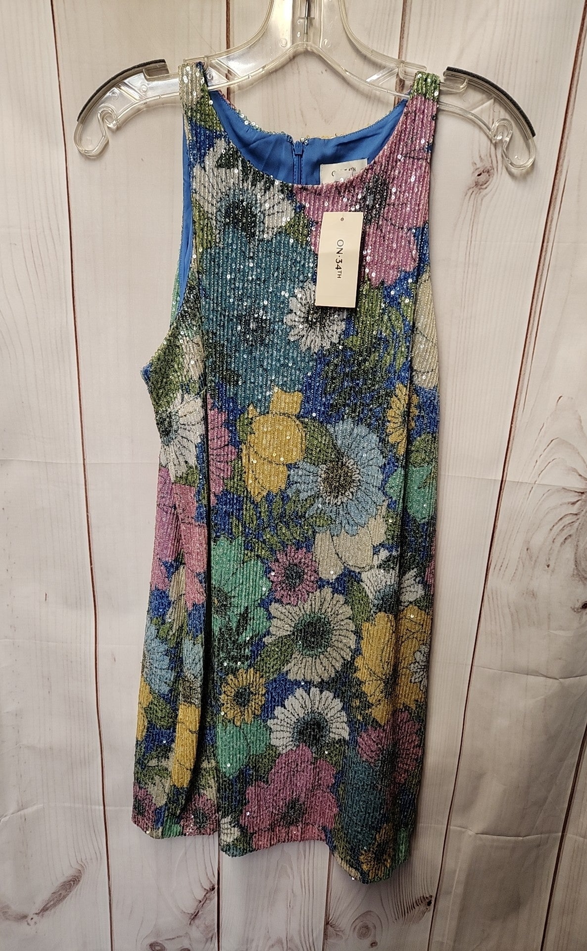 NWT On 34th Women's Size M Blue Floral Dress