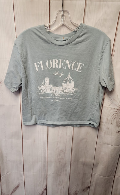 Organic Collective Women's Size M Light Blue Short Sleeve Top