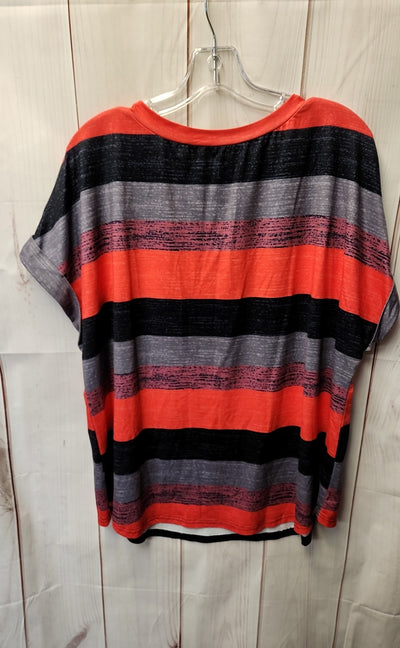 Shein Women's Size 1X Red Stripe Short Sleeve Top